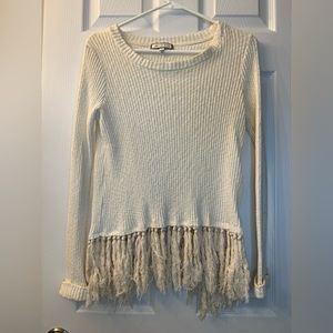 Eri + Ali fringe sweater from Anthropologie. Size Small.  Cream.